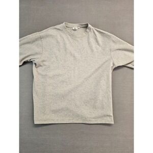 Uniqlo U AIRism Cotton Blend Micro Stripe T-Shirt Grey XL Relaxed Fit